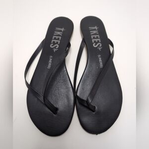 TKEES Black Lily Liners Flip Flops Womens Size 5